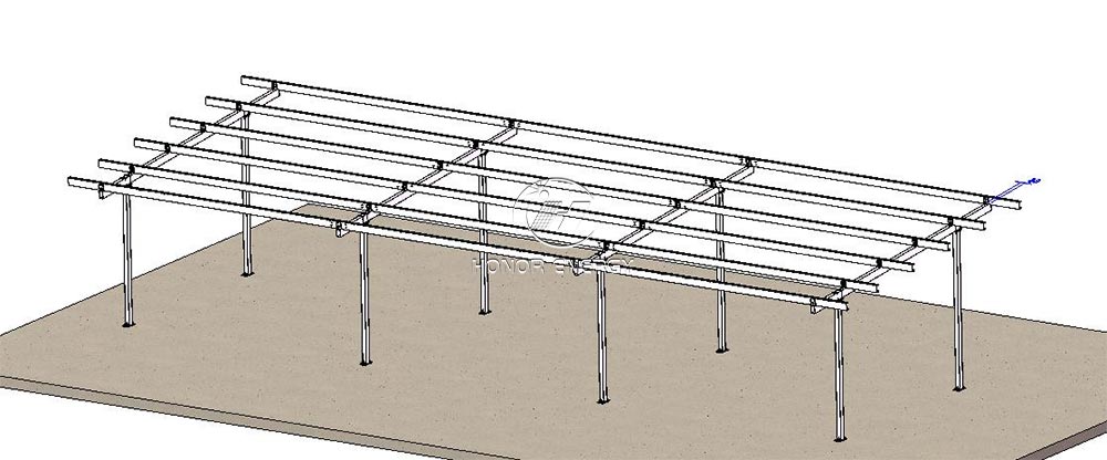 Carbon Steel Waterproof Four Post Solar Carport Mounting