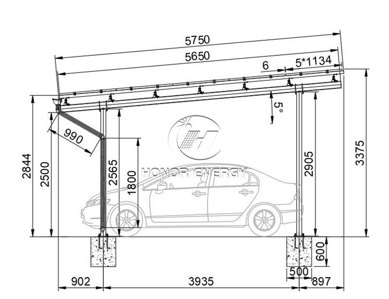 Carbon Steel Waterproof Four Post Solar Carport Mounting
